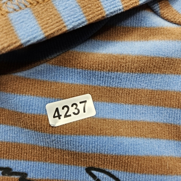 Deux par Deux Bison Buffalo Hoodie 18m Stripes Brown Blue - Picture 4 of 6